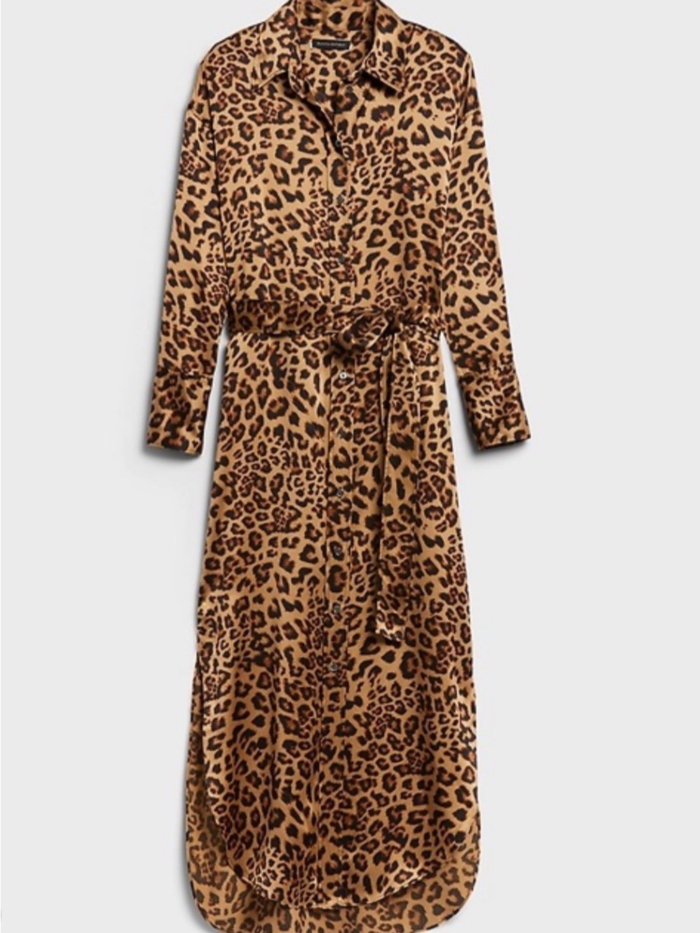 Banana Republic Leopard Print Shirt Dress with Tie Belt - Brown - Picture 2 of 2